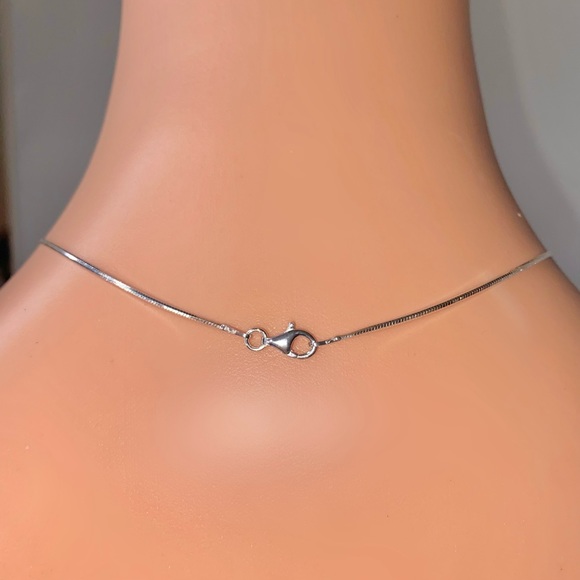 Blue Acrylic Crystal Pendant Embellished With Genuine Crystals, Sterling Chain - Picture 6 of 8